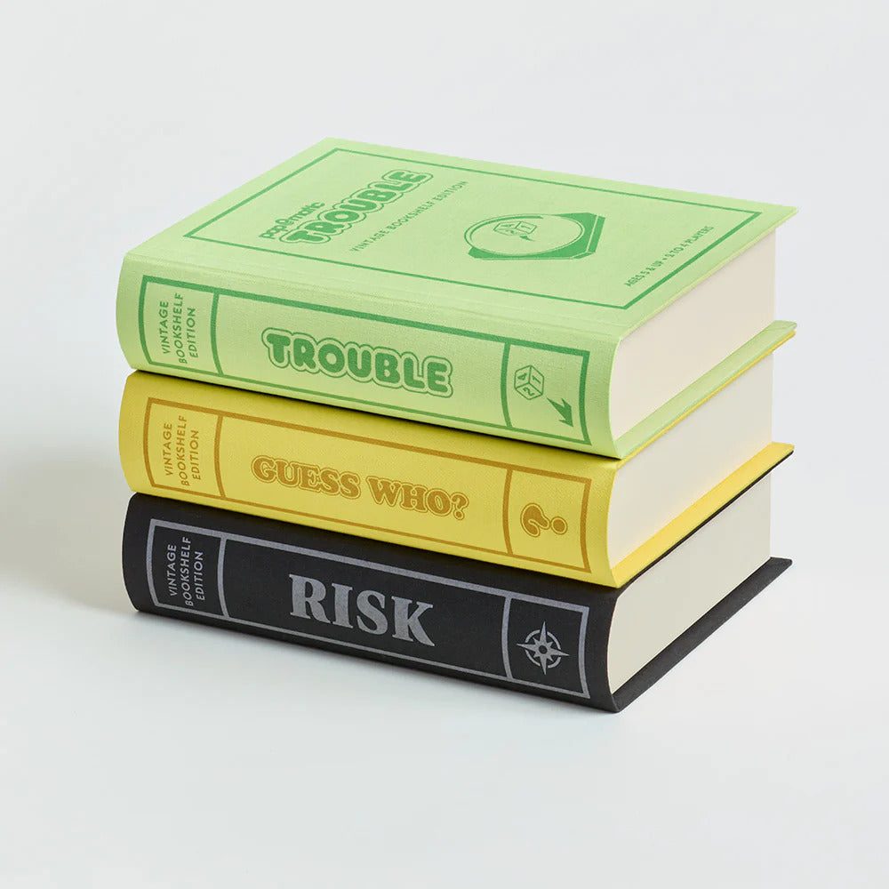 3 Pack Vintage Bookshelf Games: Risk, Guess Who, Trouble - FAO Schwarz