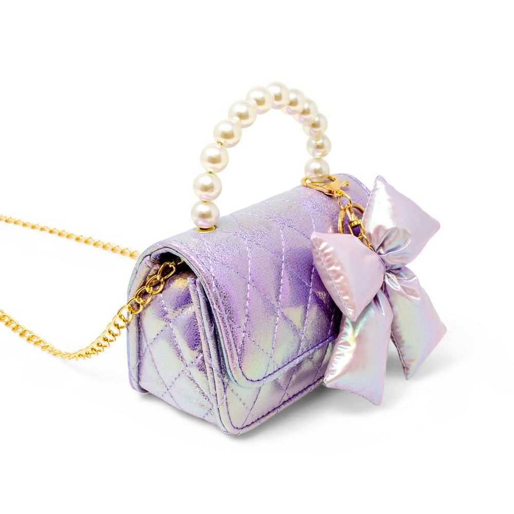 Shiny Quilted Fluffy Bow Handbag - FAO Schwarz