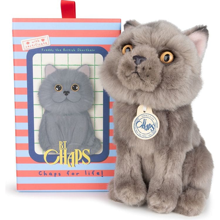 BT Chaps Freddy the British Shorthair Cat Plush in Giftbox – 6.5″ - FAO Schwarz