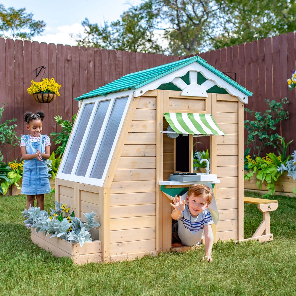 Gardenia Wooden Playhouse with Large Window & Kitchen - FAO Schwarz