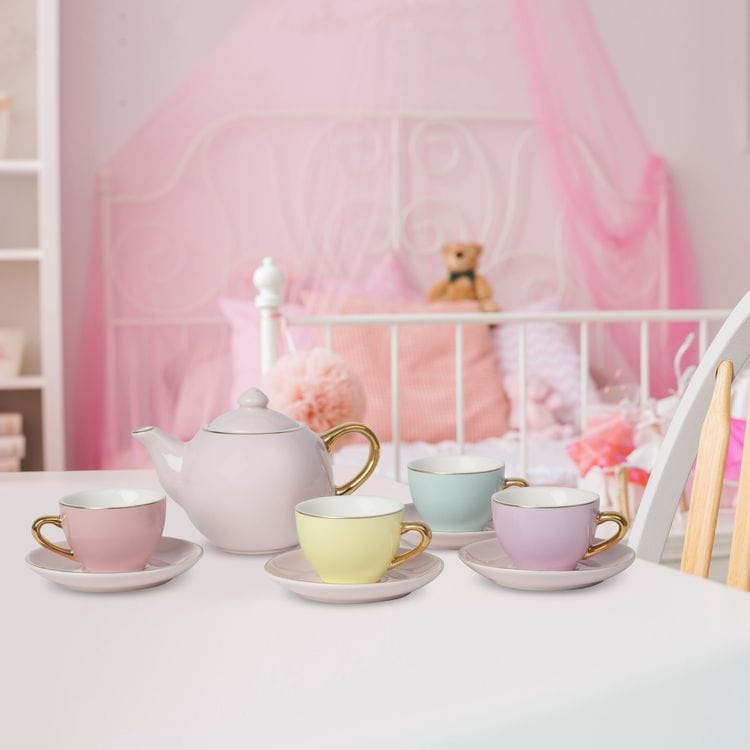 9-Piece Hand-Glazed Ceramic Tea Party Set - FAO Schwarz