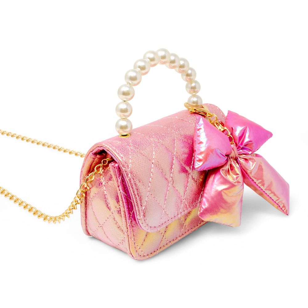 Shiny Quilted Fluffy Bow Handbag – Hot Pink - FAO Schwarz