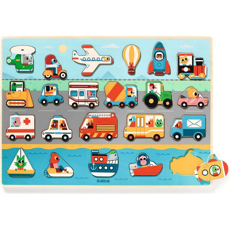 Wooden Vroom Vehicles Puzzle - FAO Schwarz