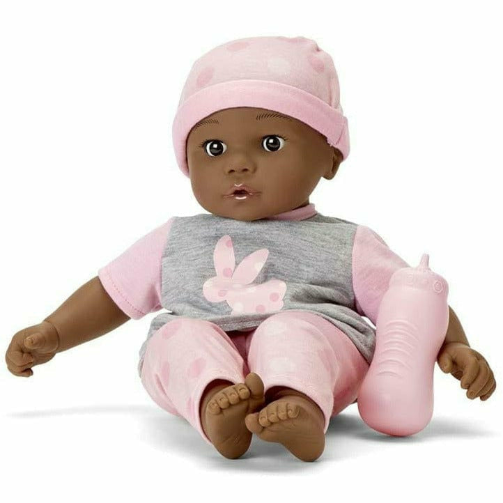 Sweet Smiles Baby Doll – Pink Outfit with Dark Skin Tone - FAO Schwarz
