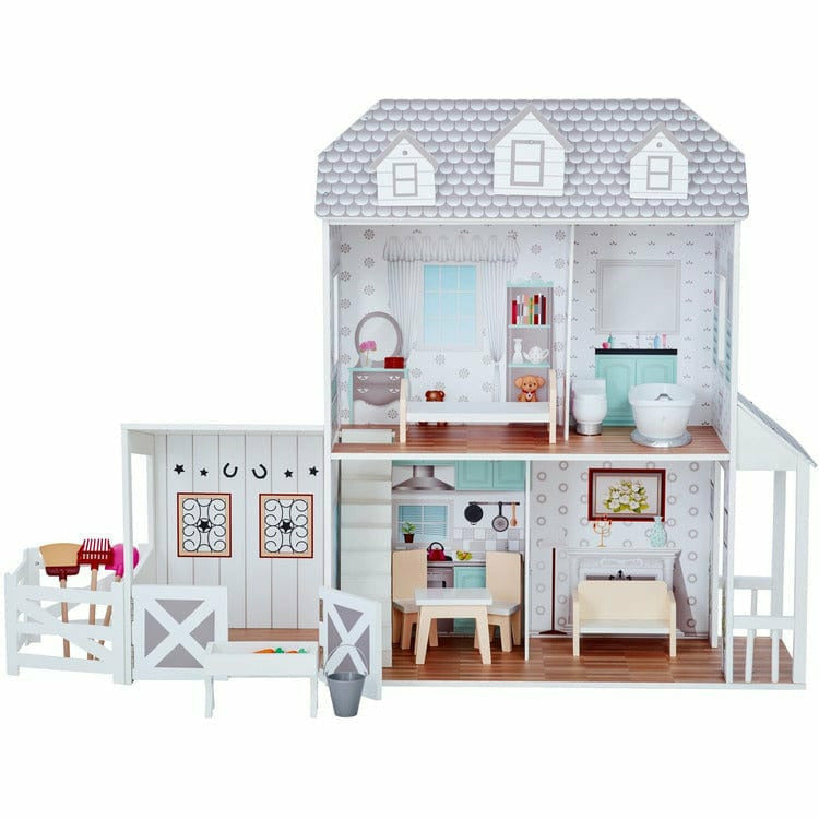 Dreamland Farm House Dollhouse – White / Grey - FAO Schwarz