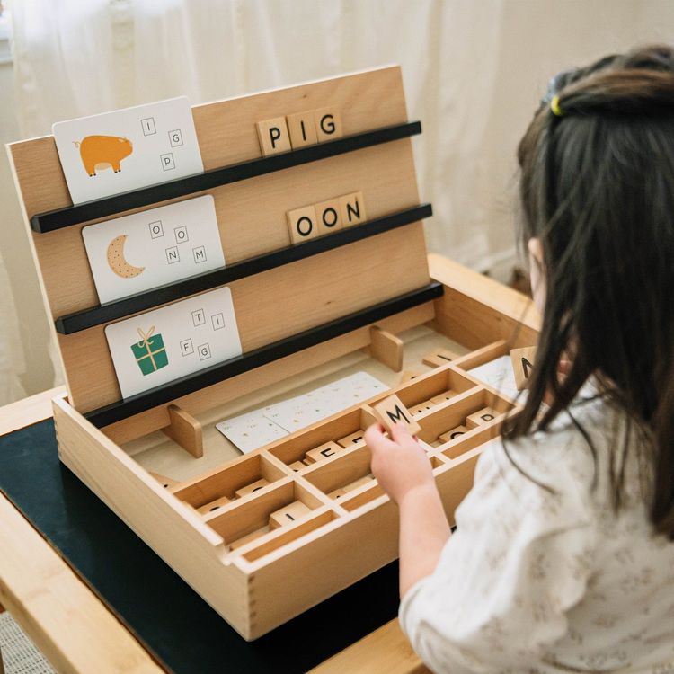 Wooden Compelling Spelling Activity Box - FAO Schwarz