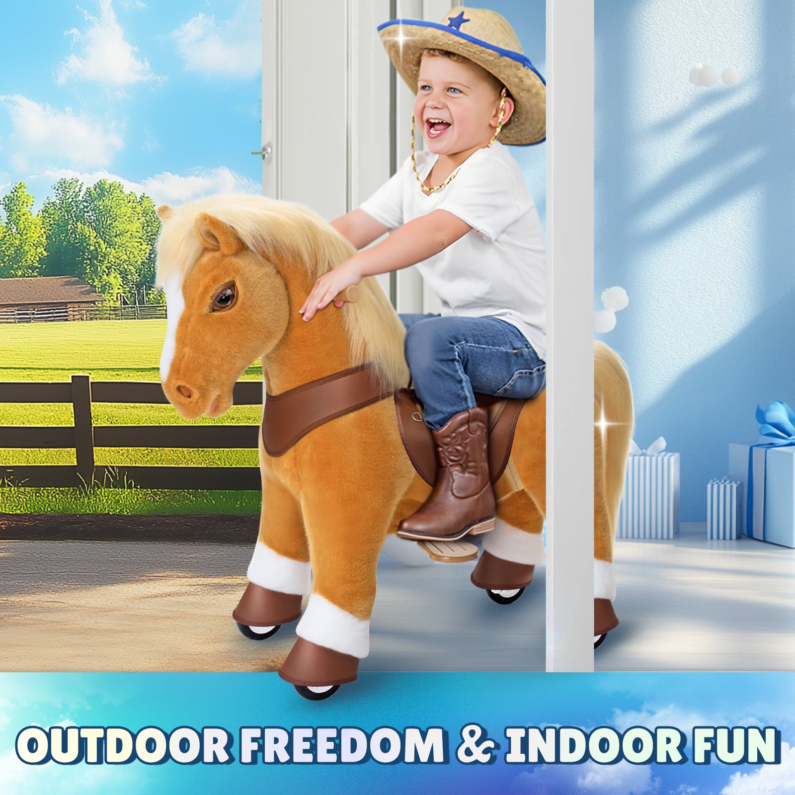 Light Brown Horse Model Y Ride on Toy – 4-7 Years - FAO Schwarz