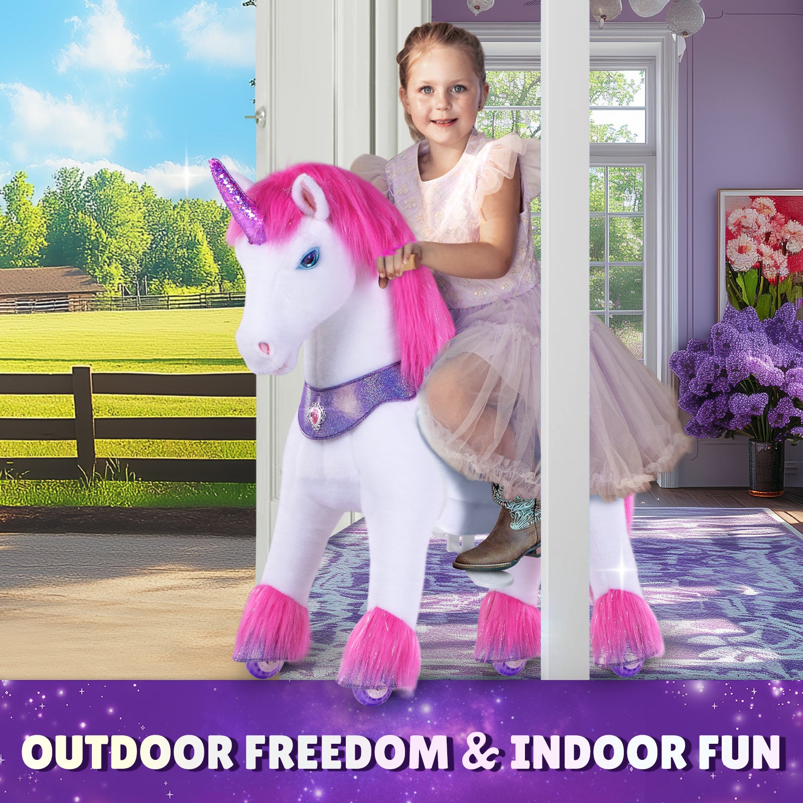 Pink Unicorn Model Y Ride on Toy – 3-4 Years - FAO Schwarz