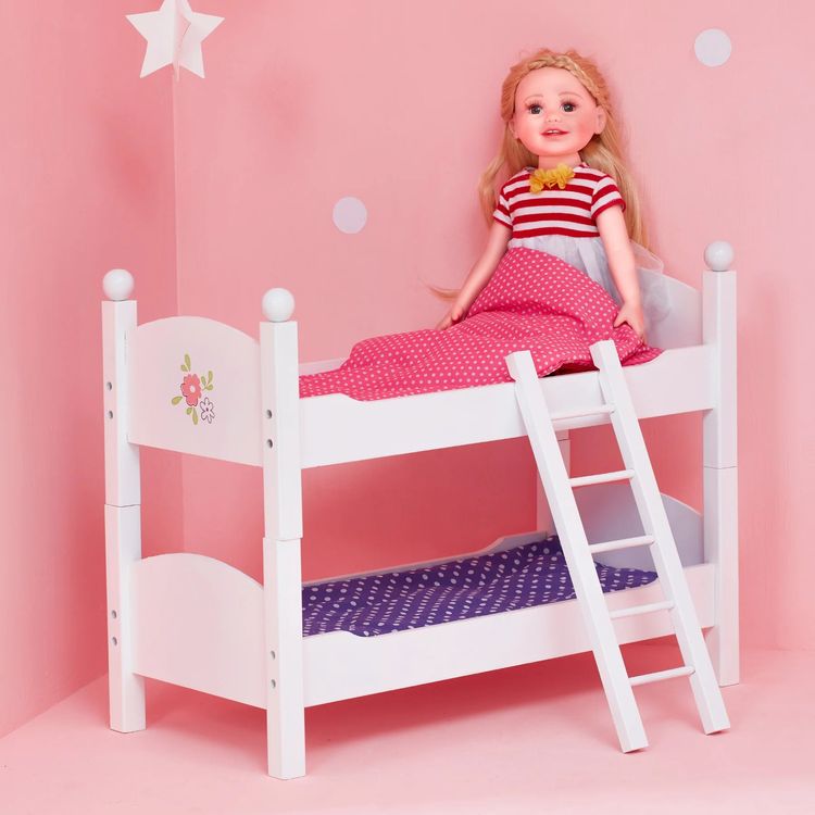 Little Princess 18″ Doll Double Bunk Bed – Grey - FAO Schwarz