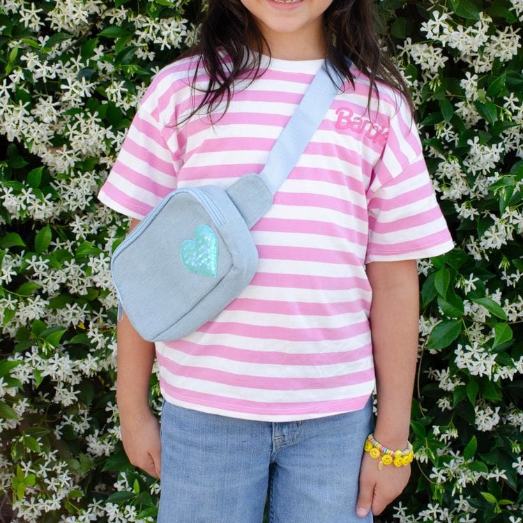 Sequin Heart Belt Bag for Kids – Blue (Denim) - FAO Schwarz
