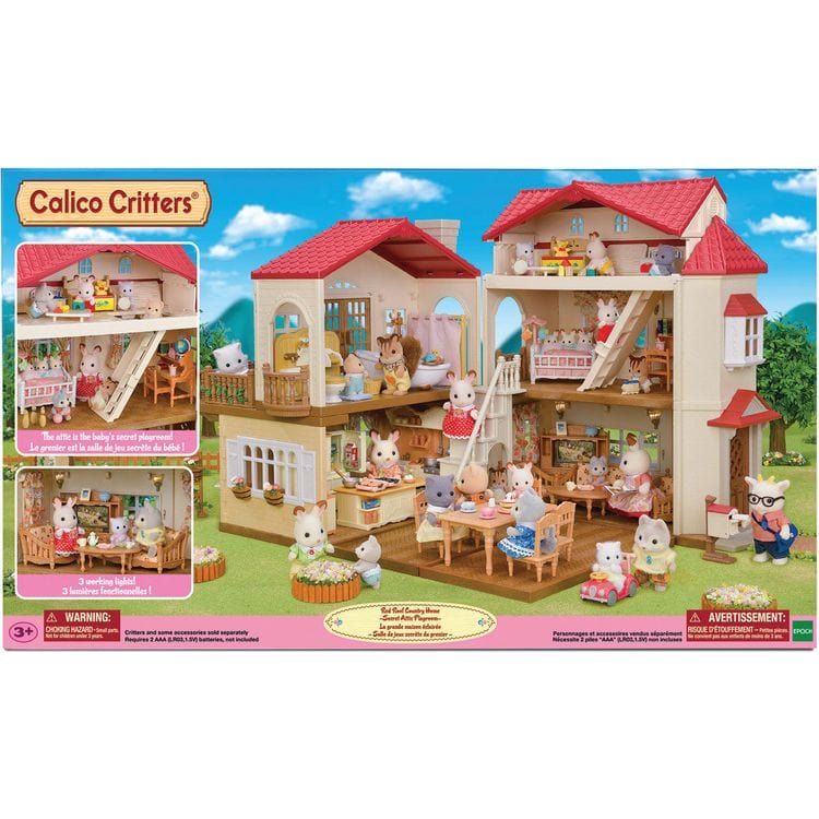 Calico Critters Red Roof Country Home Secret Attic Playroom, Dollhouse Playset - FAO Schwarz