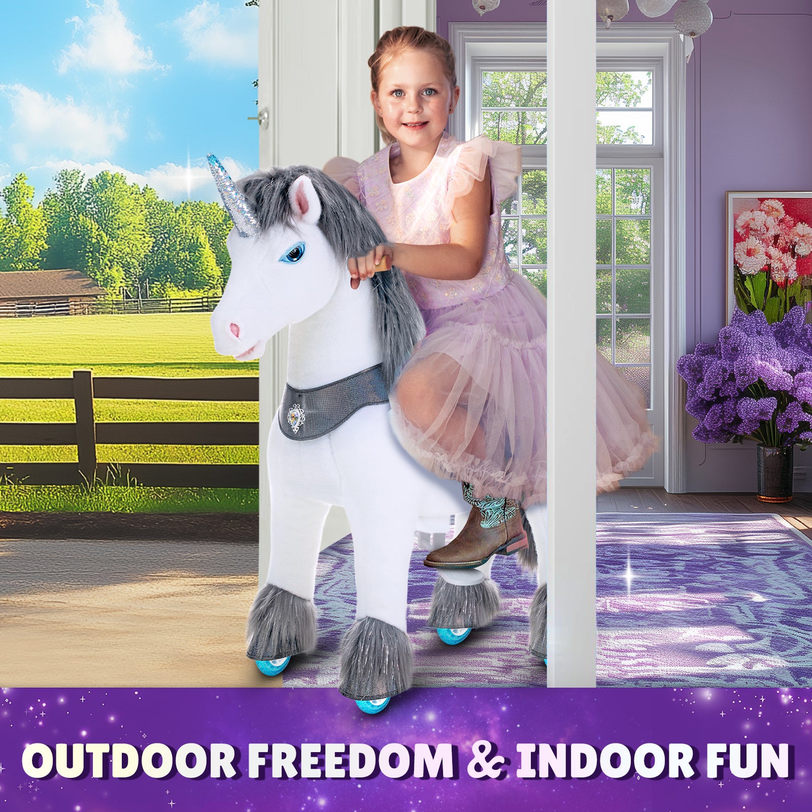 Grey Unicorn Model Y Ride on Toy – 3-4 Years - FAO Schwarz