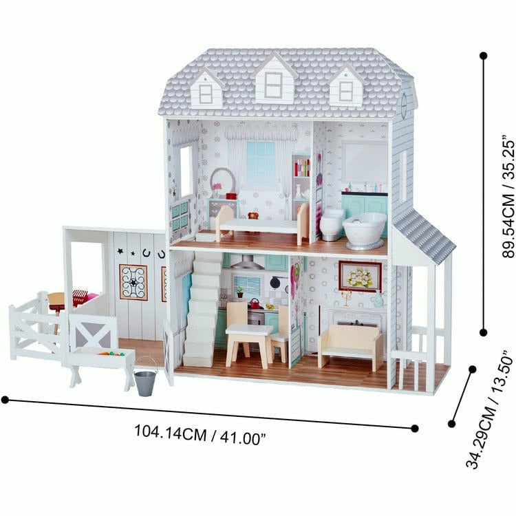 Dreamland Farm House Dollhouse – White / Grey - FAO Schwarz