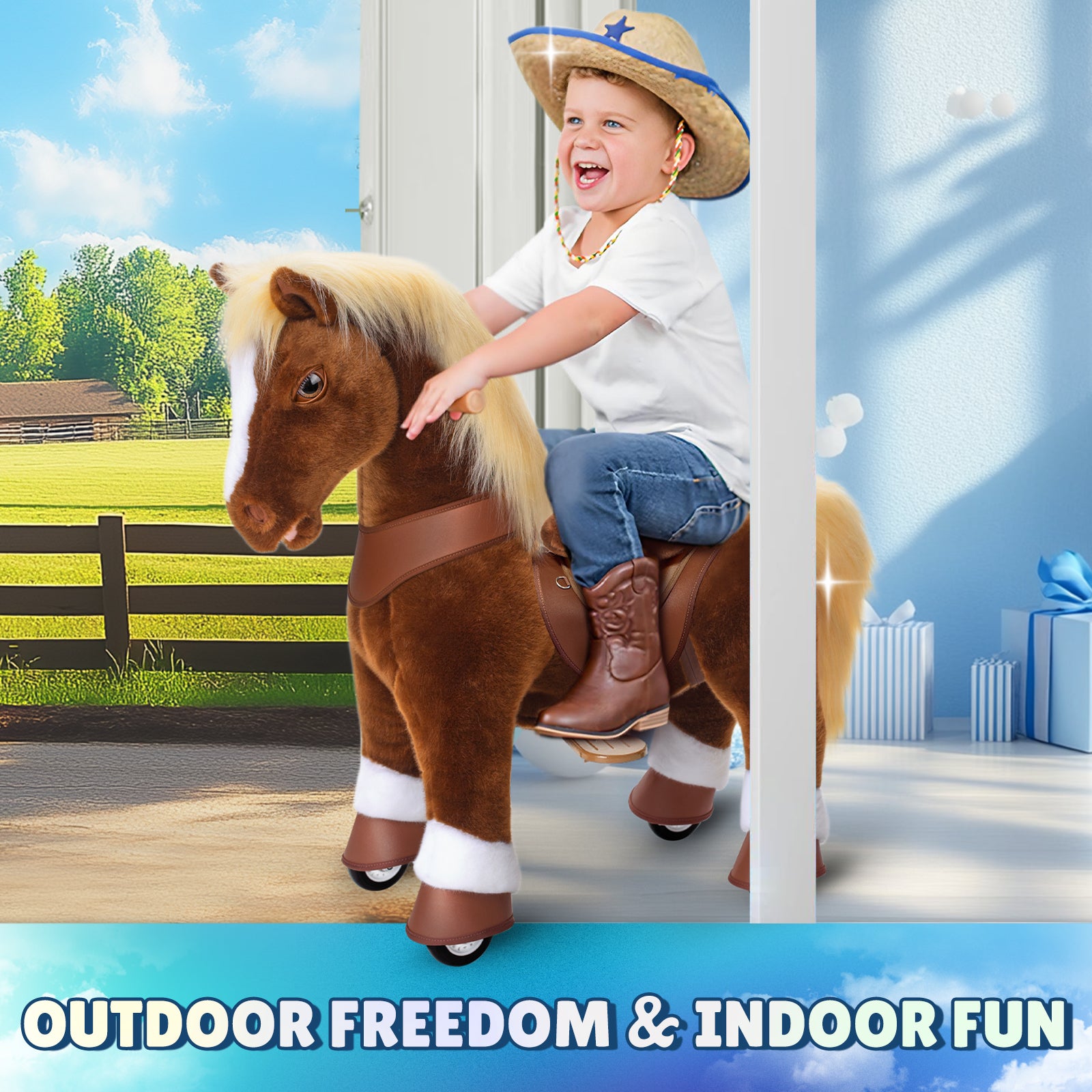 Brown Horse Model Y Ride on Toy – 3-4 Years - FAO Schwarz