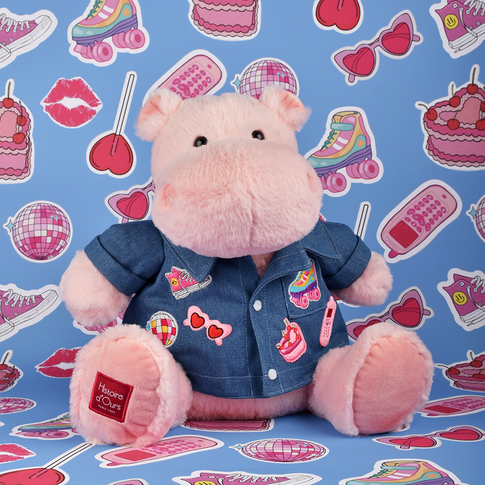 Hippo Plush with Denim Jacket - FAO Schwarz