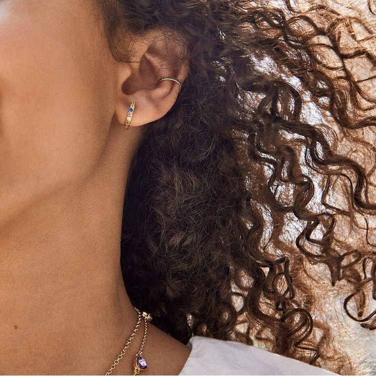 Tori 18K Gold Kids’ Hoop Earrings – Gold/Pavé - FAO Schwarz